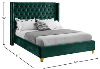 Barolo Velvet Upholstered Bed, Green, Full