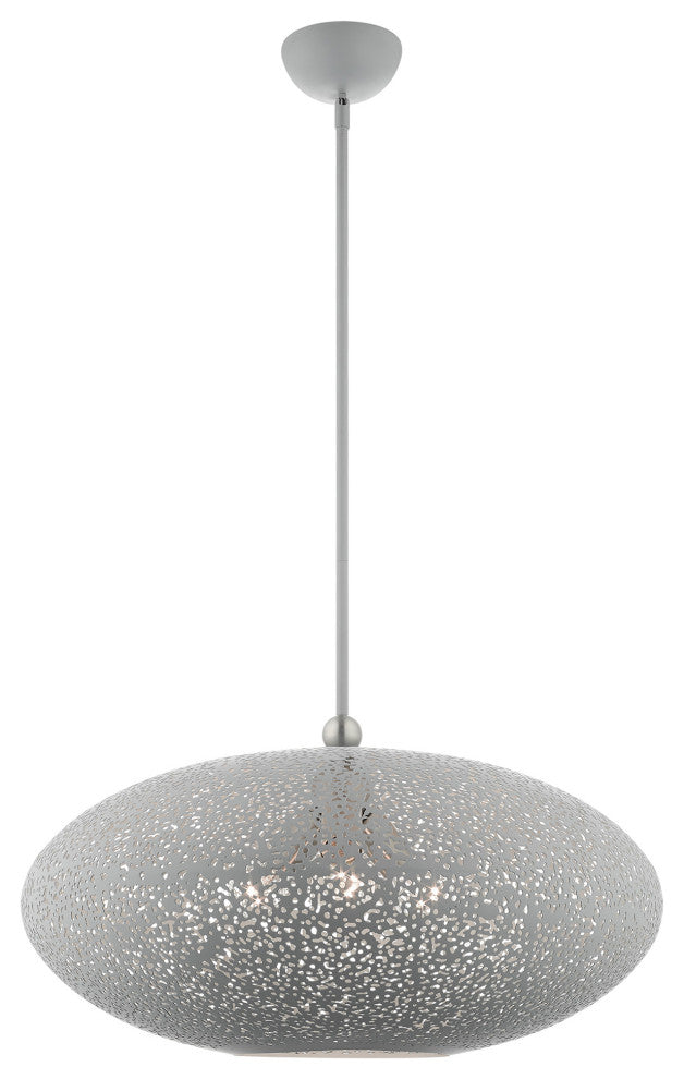 Livex Lighting Charlton 3 Light Nordic Gray, Brushed Nickel Accents XL Pendant