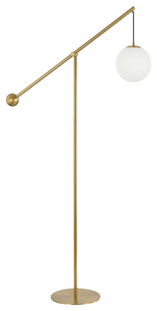 Holly Transitional 1 Light Aged Brass White Metal Floor Lamp