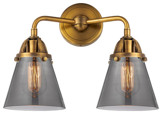 Small Cone Bath Vanity Light, Brushed Brass, Plated Smoke, Plated Smoke