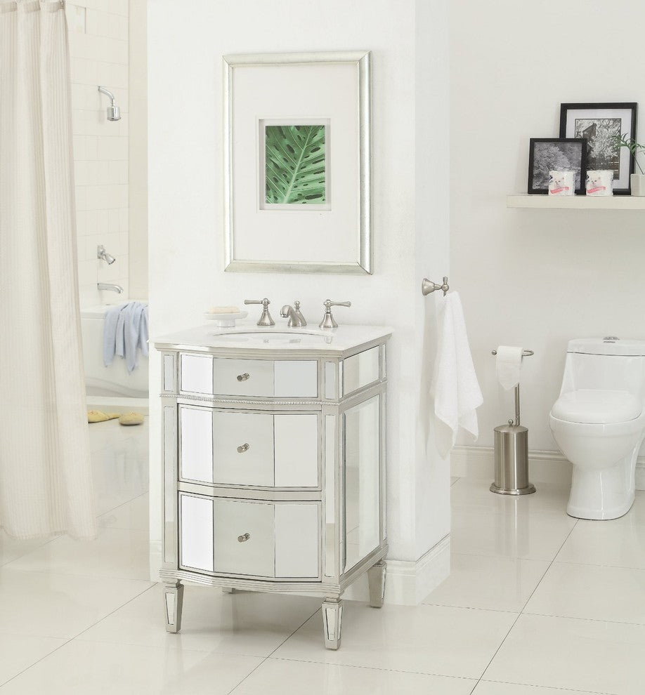 24" All Mirror Petite Bathroom Sink Vanity, Ashlie Model # HF006