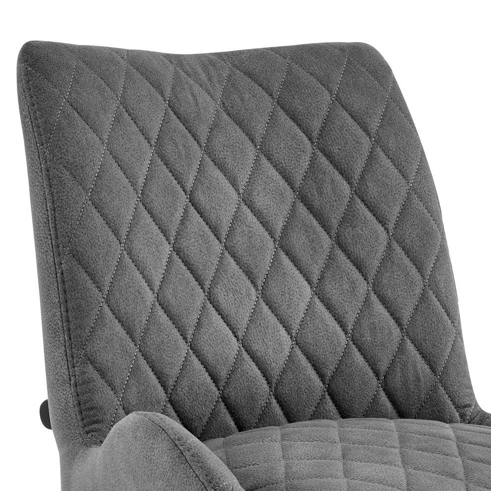 Benzara BM248159 30" Diamond Stiched Fabric Bar Stool, Gray