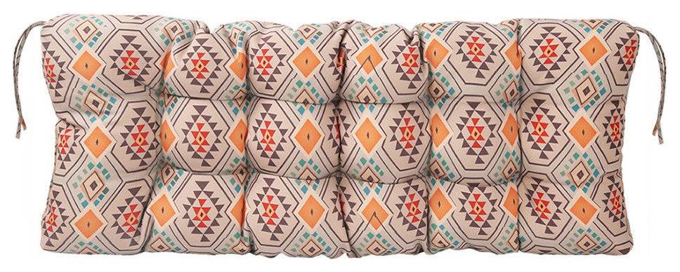 LNC Tufted Indoor Outdoor Chair Cushion Patio Bench Cushion Aztec Orange