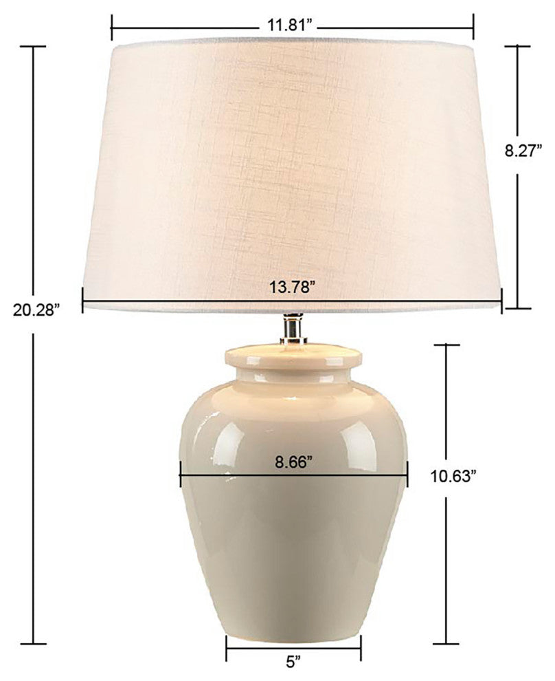 INK+IVY Anzio Vase Shape Ceramic Table Lamp, Cream