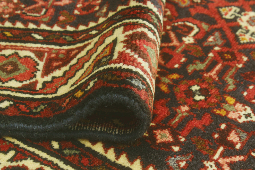 Fine Vintage Distressed Adnan Navy/Red Runner, 3'6 x 10'1