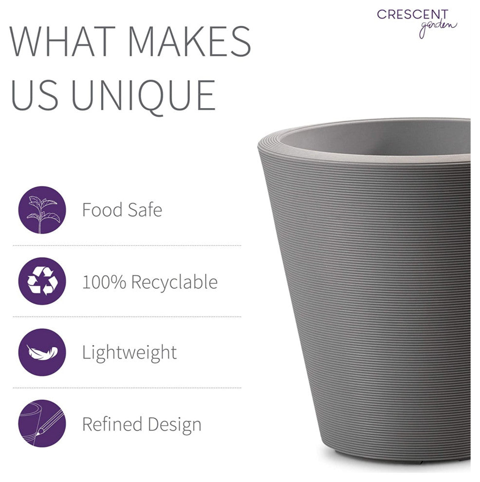 Crescent Garden Madison Planter, Double-Walled Plant Pot, 26" (Slate)