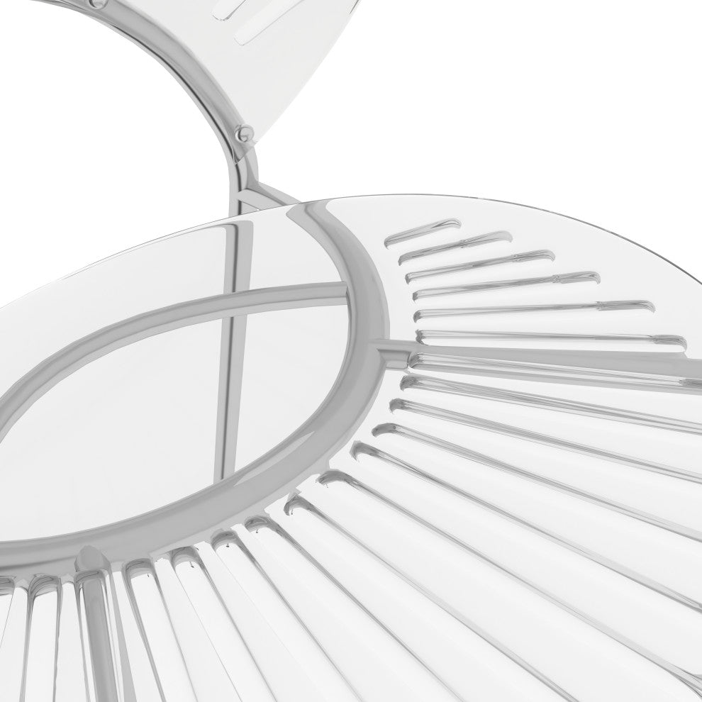 Opulent Plastic Dining Side Chair, Chrome Base Set of 4, Clear