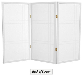 3' Tall Double Cross Shoji Screen, White, 3 Panels
