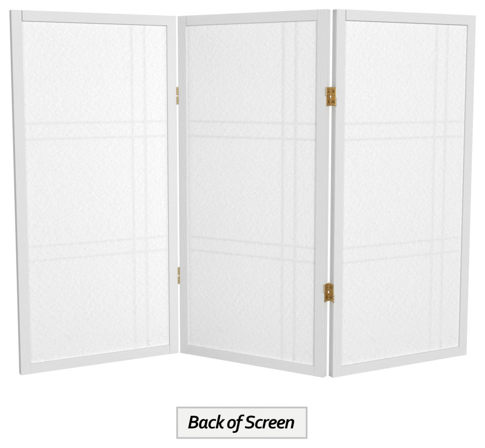 3' Tall Double Cross Shoji Screen, White, 3 Panels
