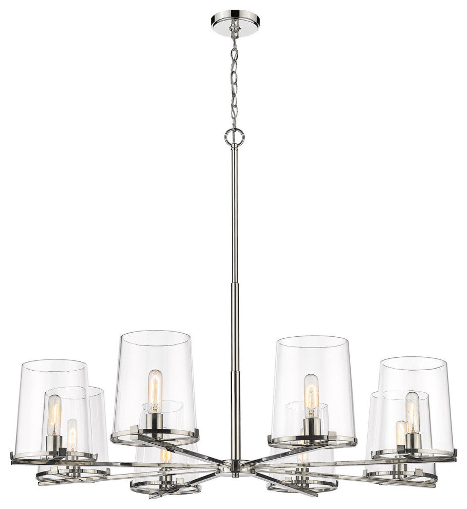 Z-LITE 3032-8PN 8 Light Chandelier, Polished Nickel