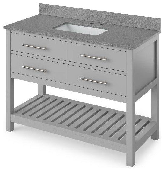 Wavecrest Contemporary Grey 48" Vanity, Steel Grey Cultured Marble Vanity Top