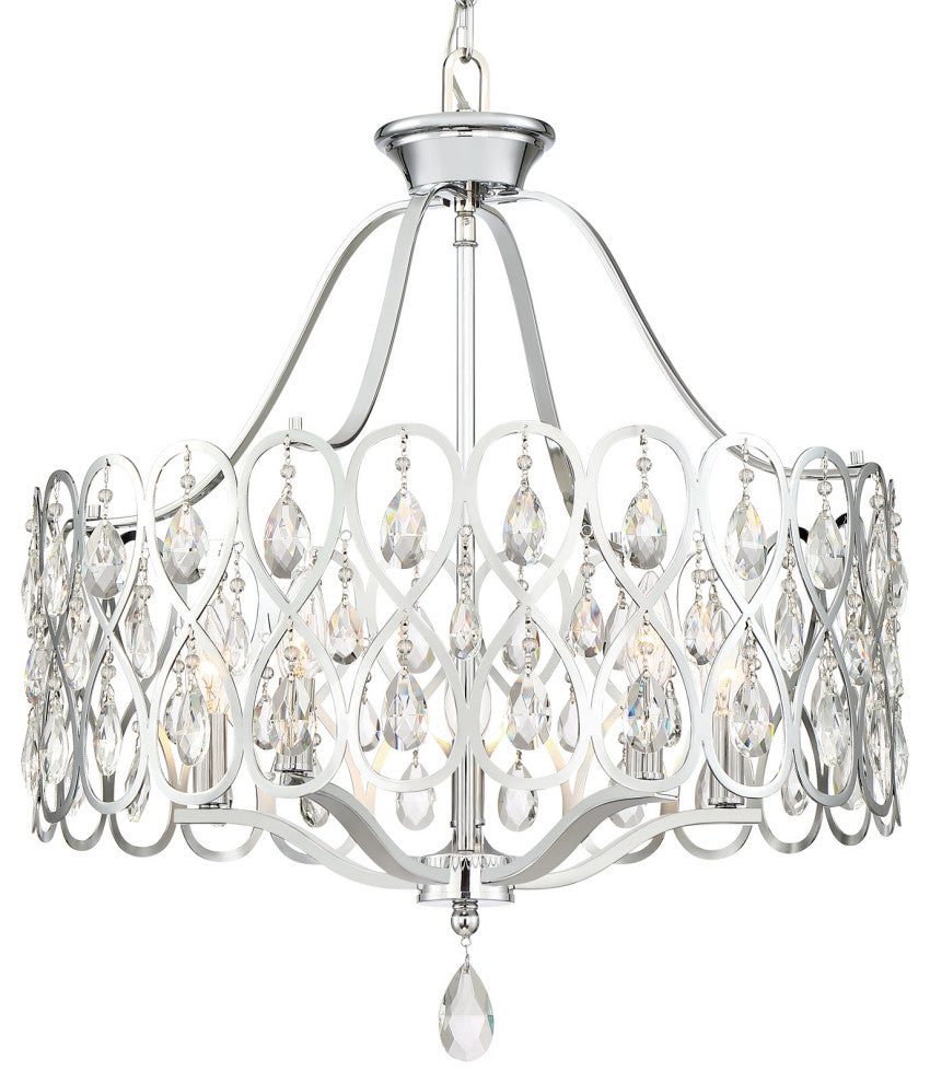 Quoizel LUL5022 Lulu 5 Light 22"W Crystal Drum Chandelier - Polished Chrome