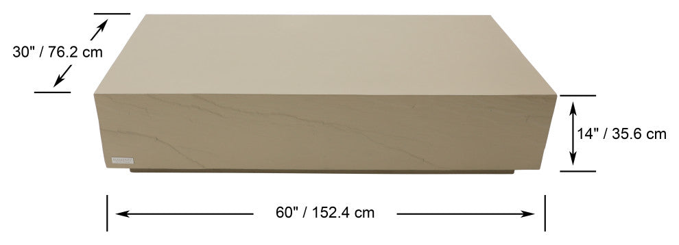 Colorado 60" Rectangular Concrete Coffee Table, Sunlight Yellow