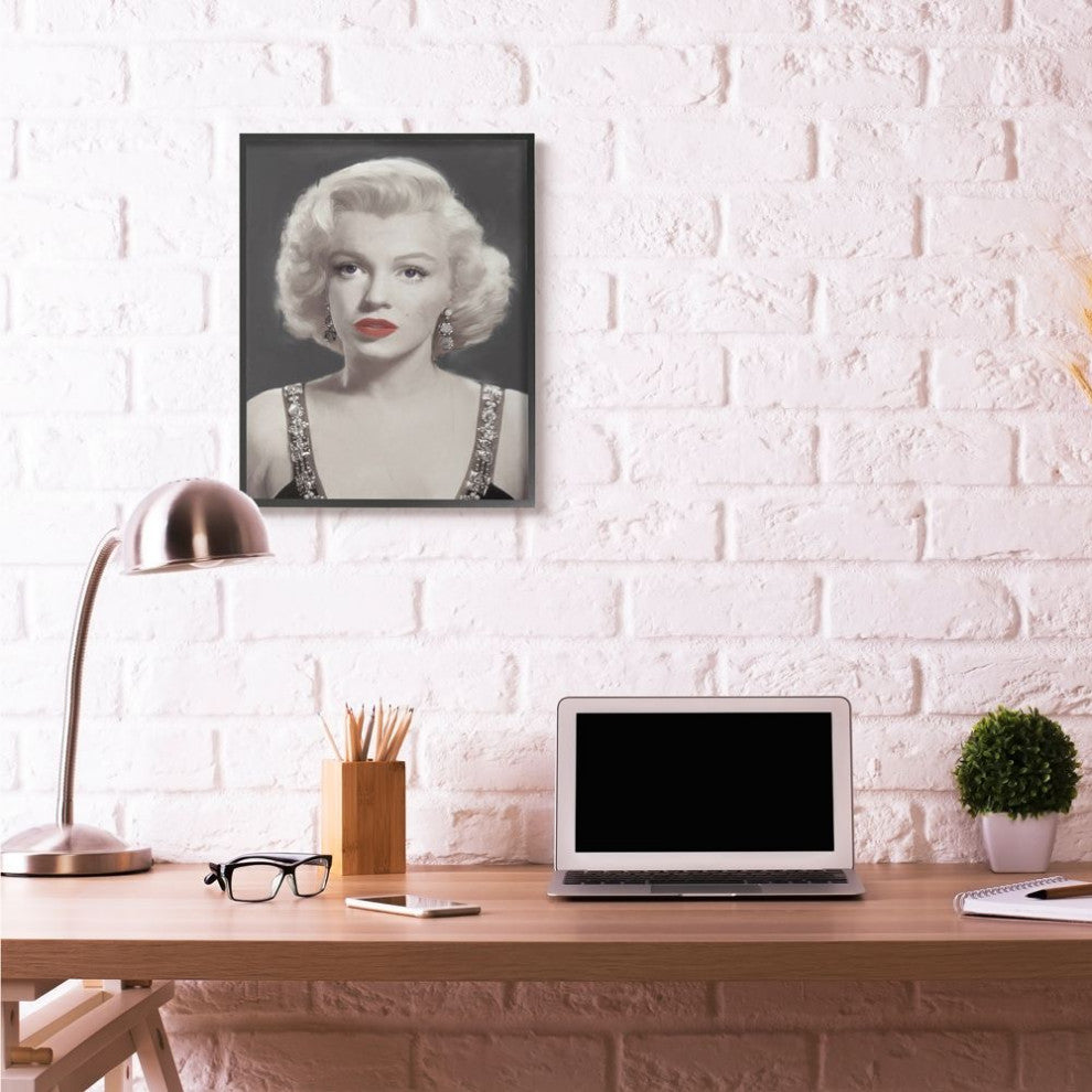 Stupell Industries Marilyn Portrait Black And White Vintage Movie Star, 24 x 30