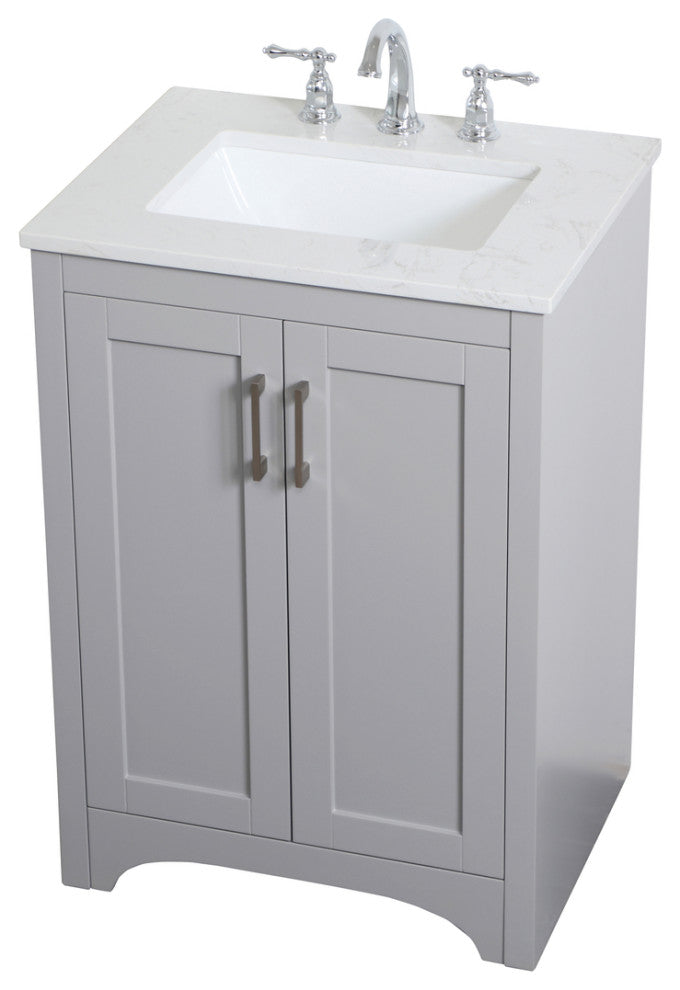 24" Single Bathroom Vanity, Gray