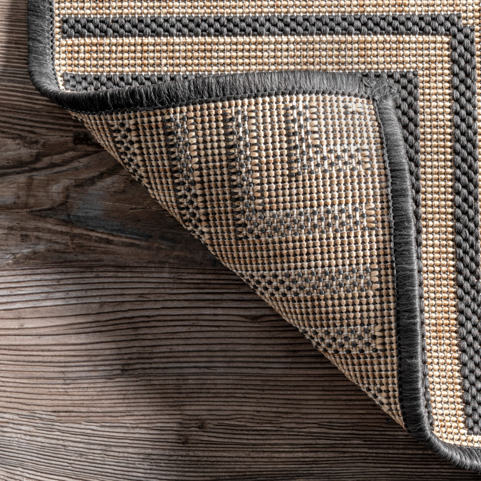 Nuloom Historia Striped Outdoor Area Rug, Dark Grey 4'x6'