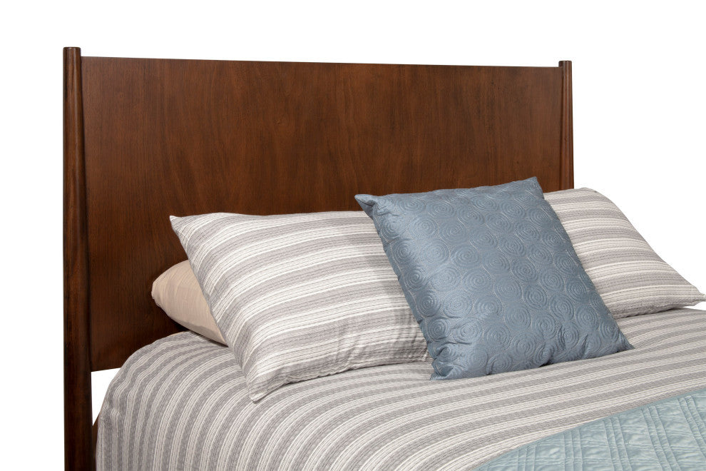Flynn Mid Century Modern Standard King Panel Bed, Walnut