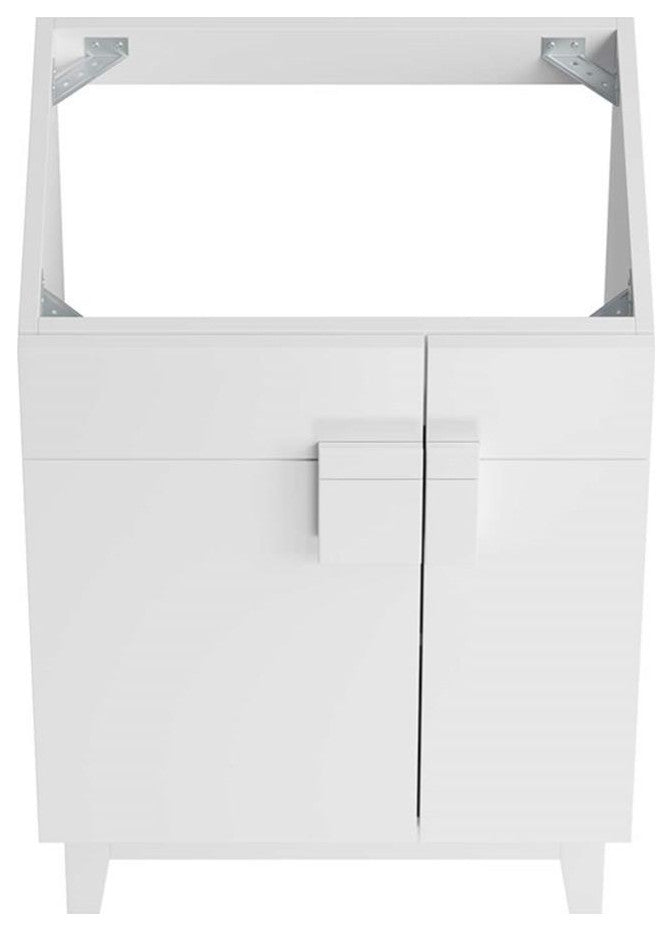 Modway Miles 24" Wood Bathroom Vanity Cabinet with Tapered Legs in White