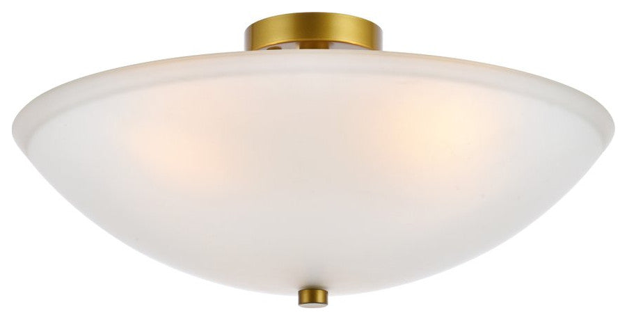 Jamie 3-Light Brass and White Glass Flush Mount