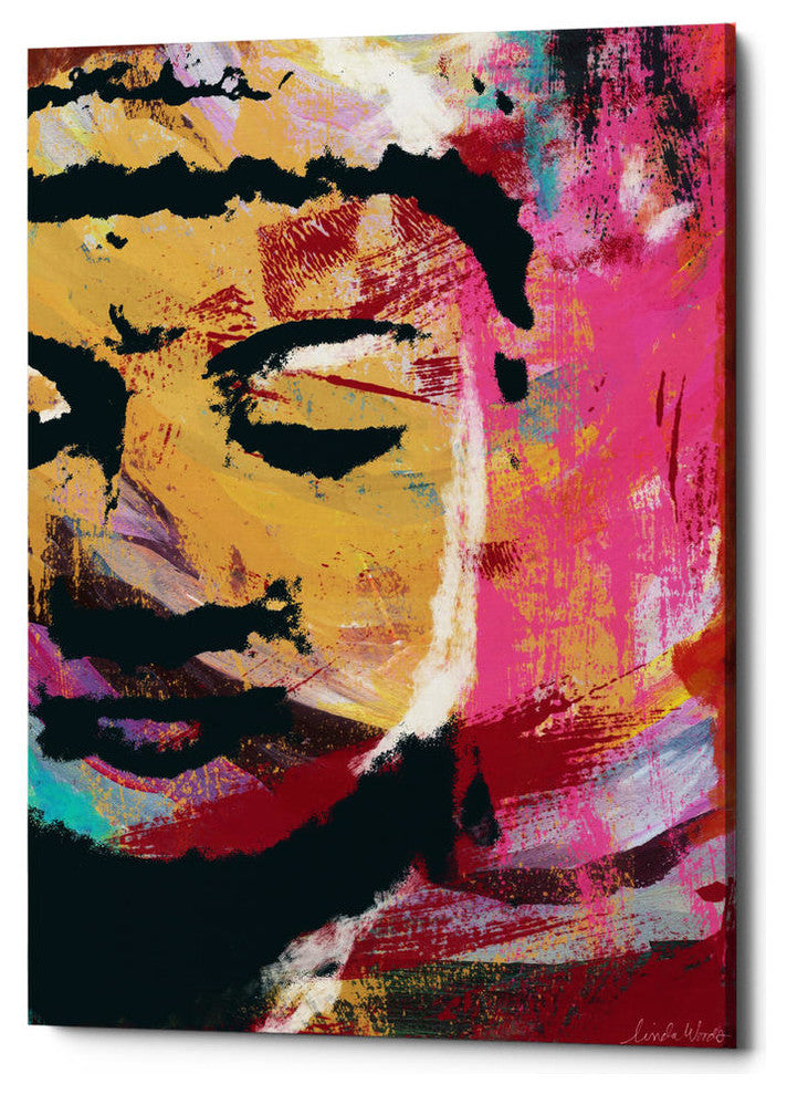 Epic Graffiti "Painted Buddha III" by Linda Woods, Giclee Canvas Art, 40"x60"