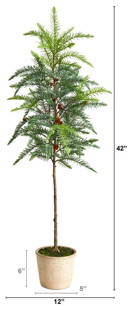 3.5' Winnipeg Artificial Pine Tree, Decorative Planter