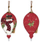 Red Plaid Snowman Hand Painted Mouth Blown Glass Ornament