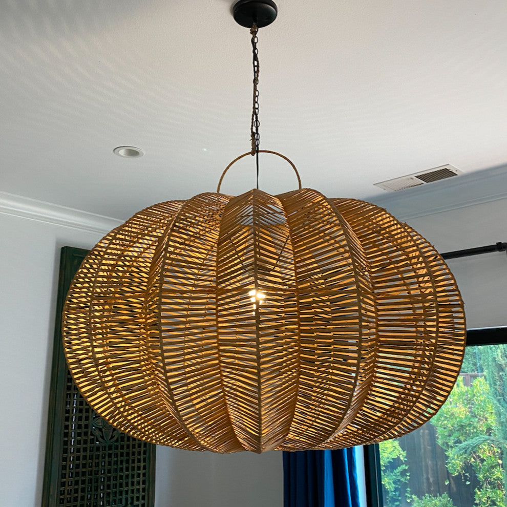 Split Stain Pumpkin Pendant Lantern, 24"