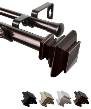 Helen 1" Double Curtain Rod, Bronze, 48-84"