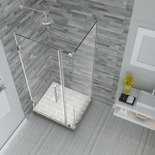 Bromley 41.25"-42.25"x38.375"x72" Frameless Corner Hinged Shower Enclosure