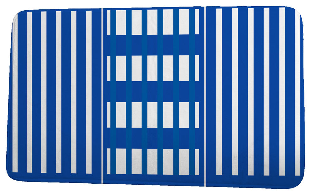 Sail, Sun, & Fun Beach Blanket Stripe Print Bath Mat, Blue, 21"x34"