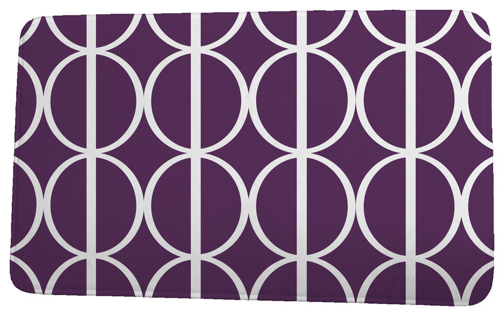 Palm Beach Ovals Go 'Round Geometric Print Bath Mat, Purple, 21"x34"