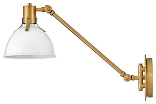 Hinkley 7" Argo Single Articulating Wall Sconce, Polished White/Heritage Brass