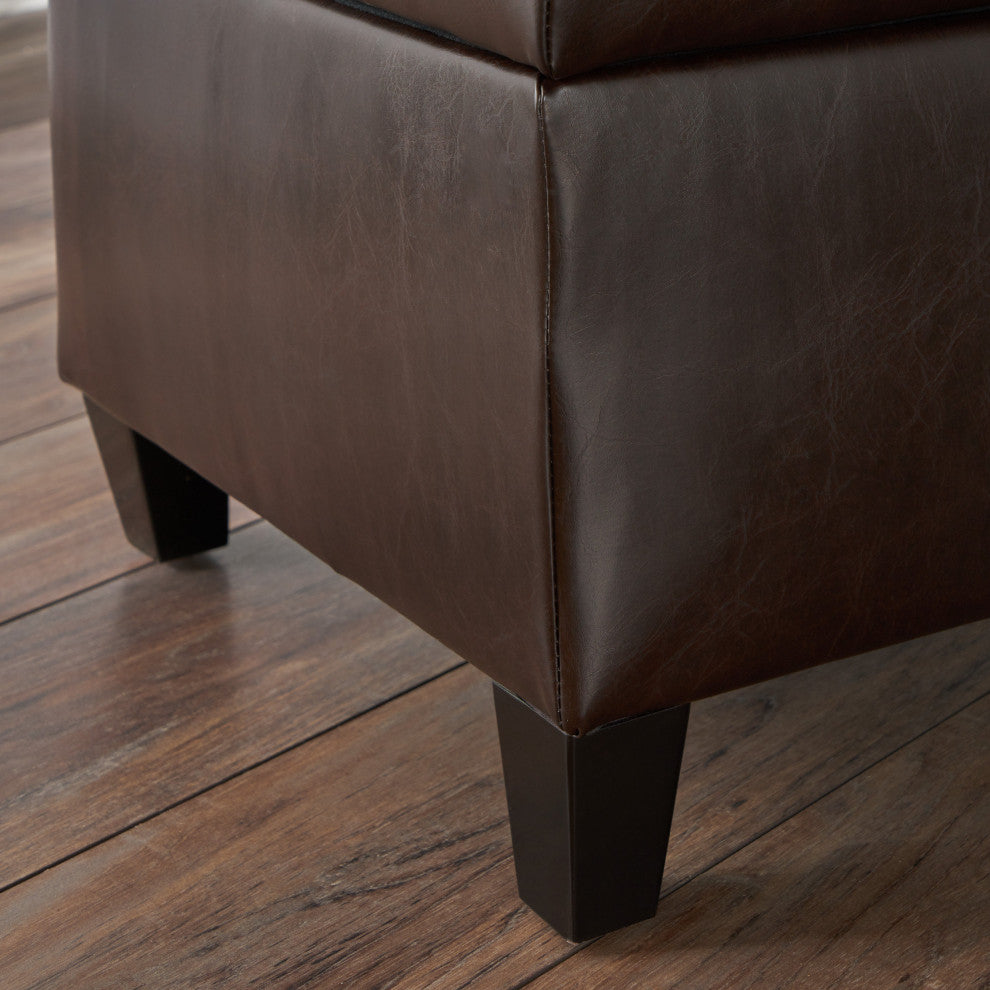 GDF Studio Sheffield PU Brown Tufted Storage Ottoman