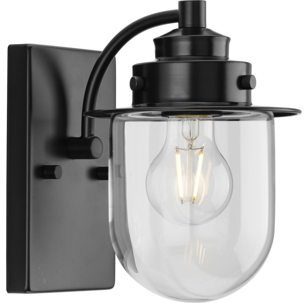 Northlake Collection One-Light Matte Black Clear Glass Transitional Bath Light