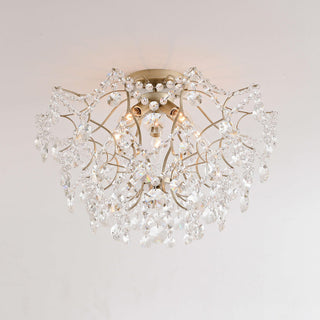 Belle Brushed Silver-ish Champagne 5-Light Larger Crystal Flush Mount