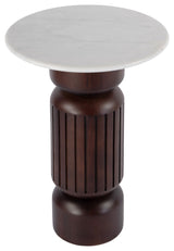Nala 17" W Round Marble and Wood Side Table