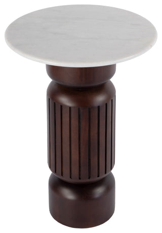 Nala 17" W Round Marble and Wood Side Table
