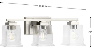 Gilmour Collection 3-Light Brushed Nickel Clear Glass Bath Vanity Light