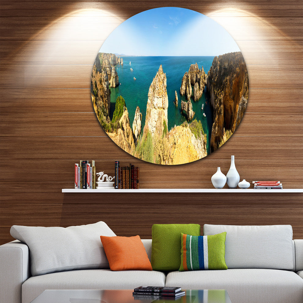 High Cloudy Mountains Panorama, Beach Round Wall Art, 23"