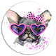 Cute Dog With Pink Glasses, Animal Large Disc Metal Wall Art, 11"