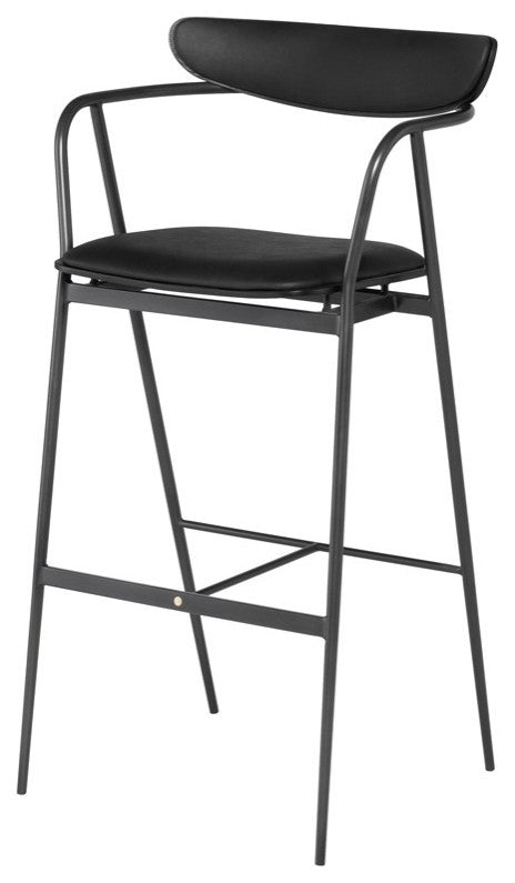 Gianni Raven Leather Bar Stool