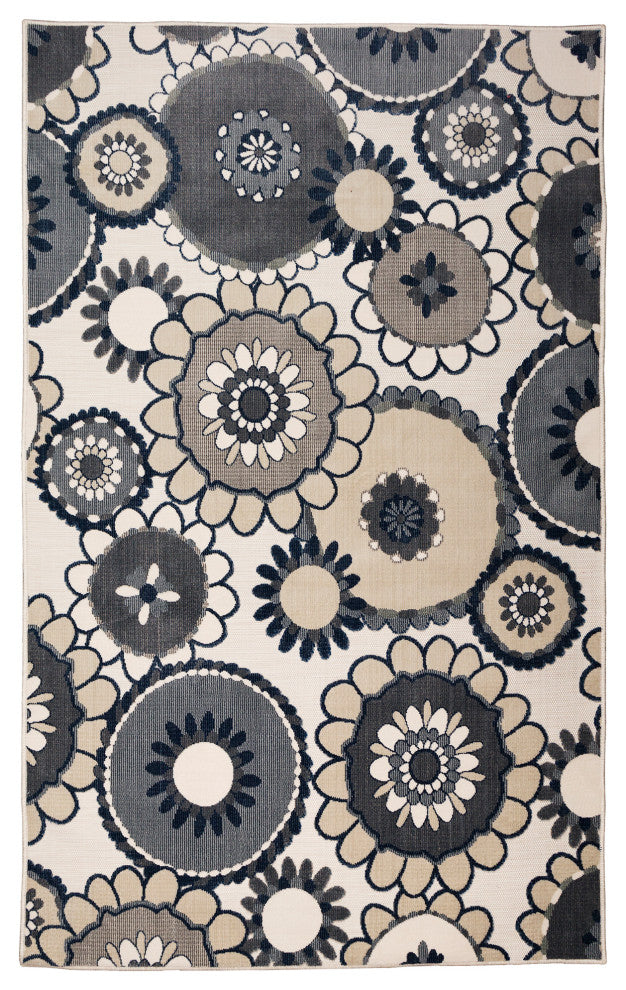 Canyon Disco Indoor/Outdoor Rug Ivory 7'8" Round