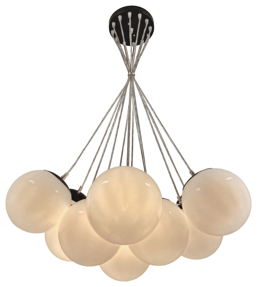 Multi Pendant 13-Light White Globe Cloud Chandelier