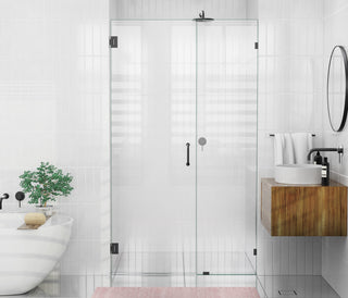 78"x48.75" Frameless Shower Door Wall Hinge, Matte Black