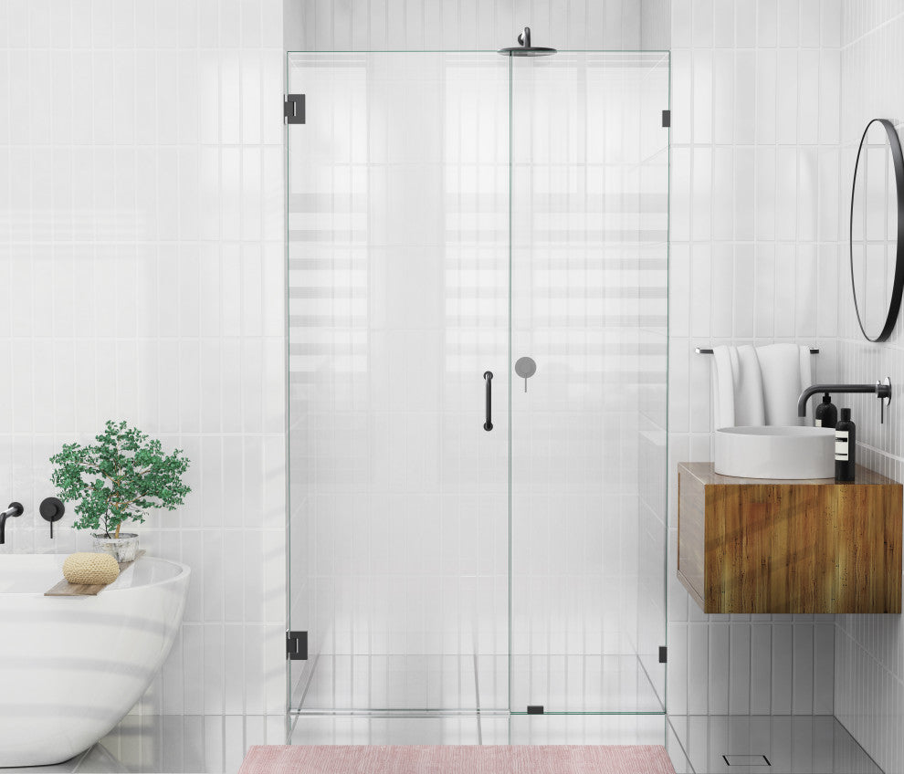 78"x48.75" Frameless Shower Door Wall Hinge, Matte Black