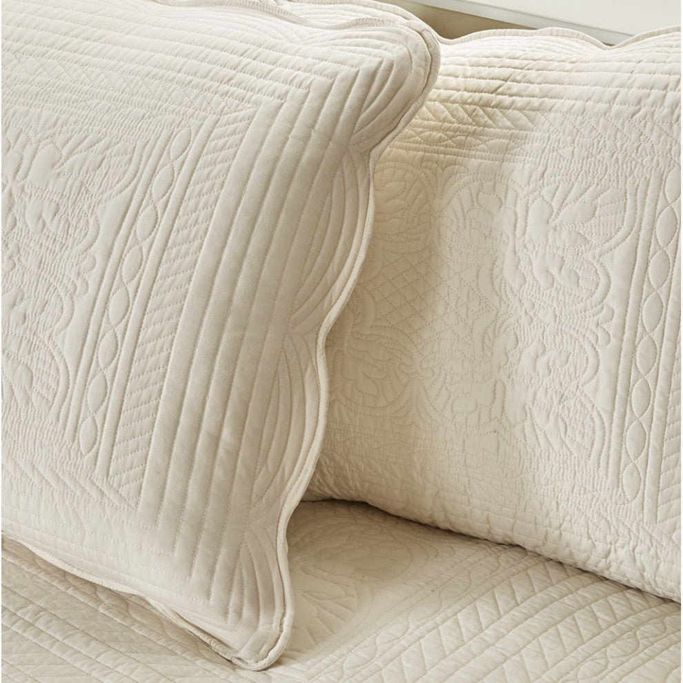Madison Park Tuscany 6 Piece Reversible Scalloped Edge Daybed Cover Set, Cream