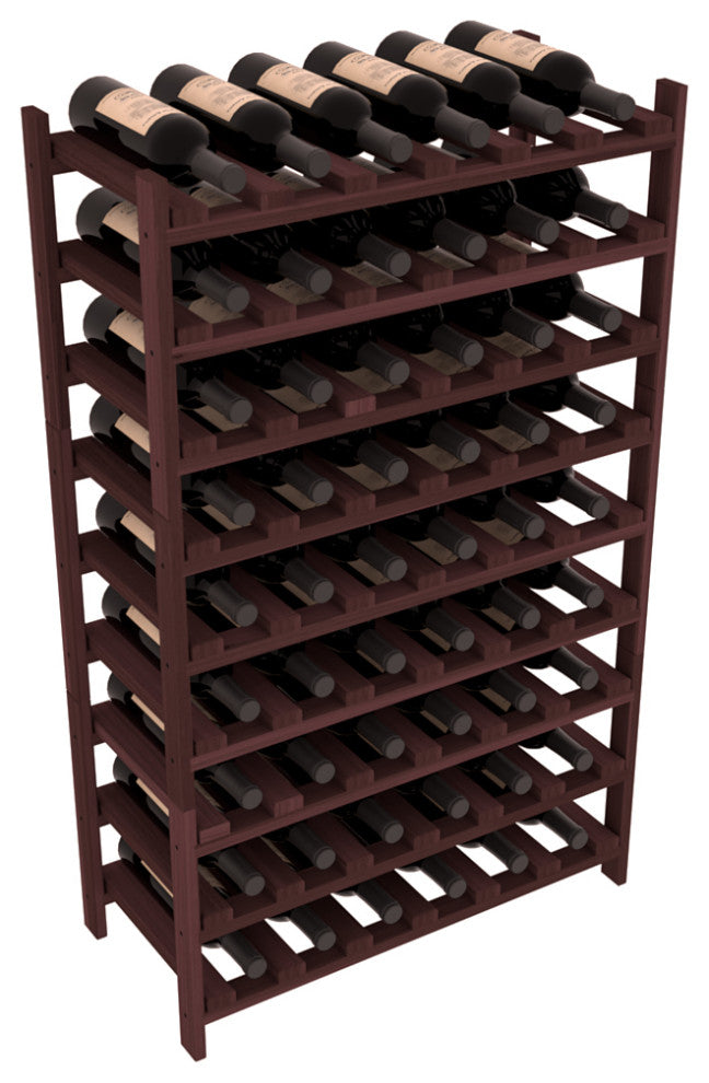54-Bottle Stackable Wine Rack, Premium Redwood, Walnut Stain