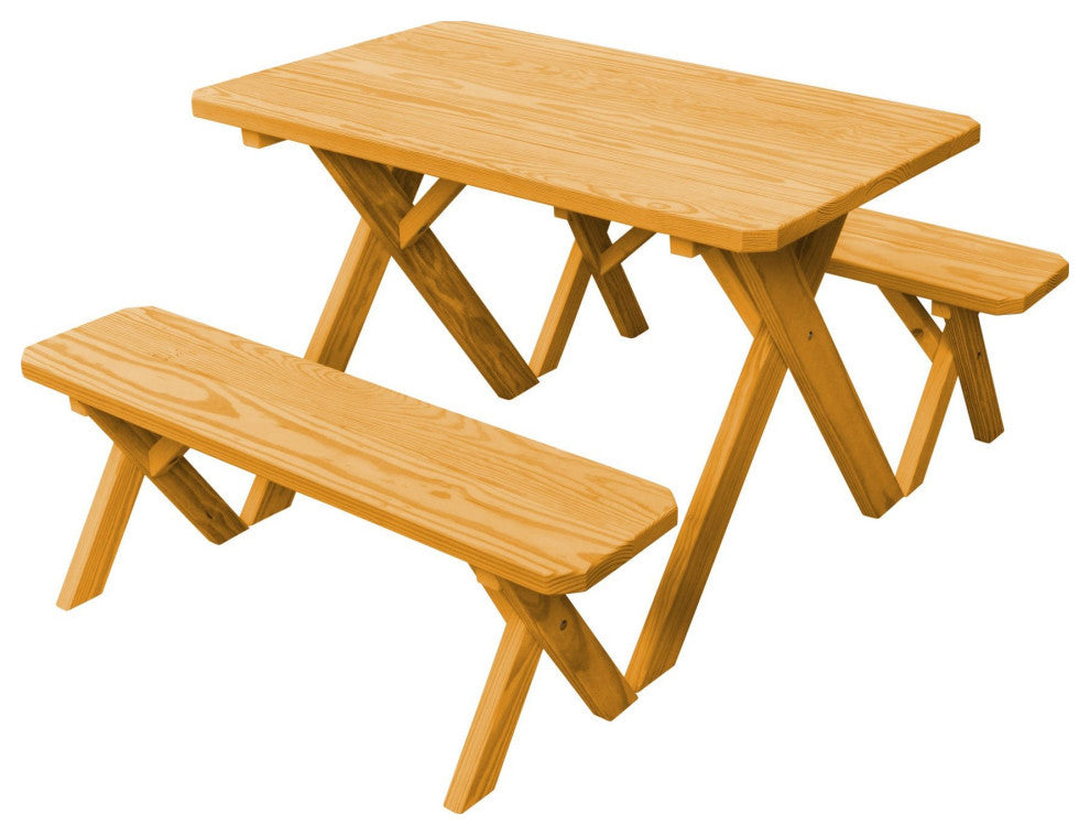 Pressure Treated Pine Cross Leg Picnic Table with Benches