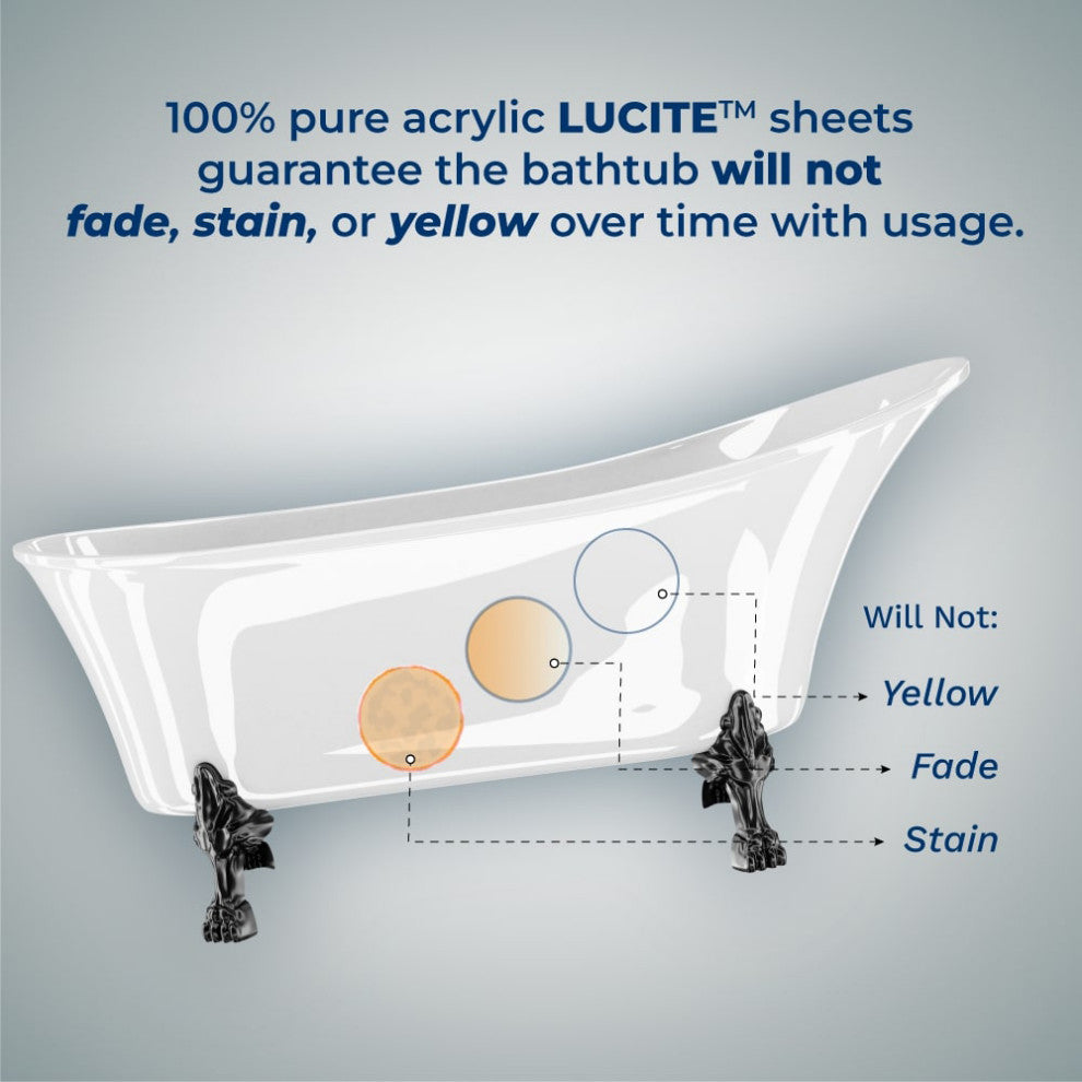 60" Streamline N920PNK-BGL Clawfoot Tub and Tray With External Drain