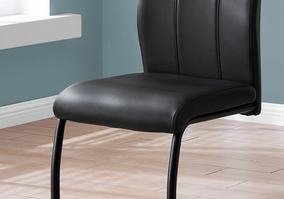 Dining Chair, Set Of 2, Side, Upholstered, Pu Leather Look, Metal, Black